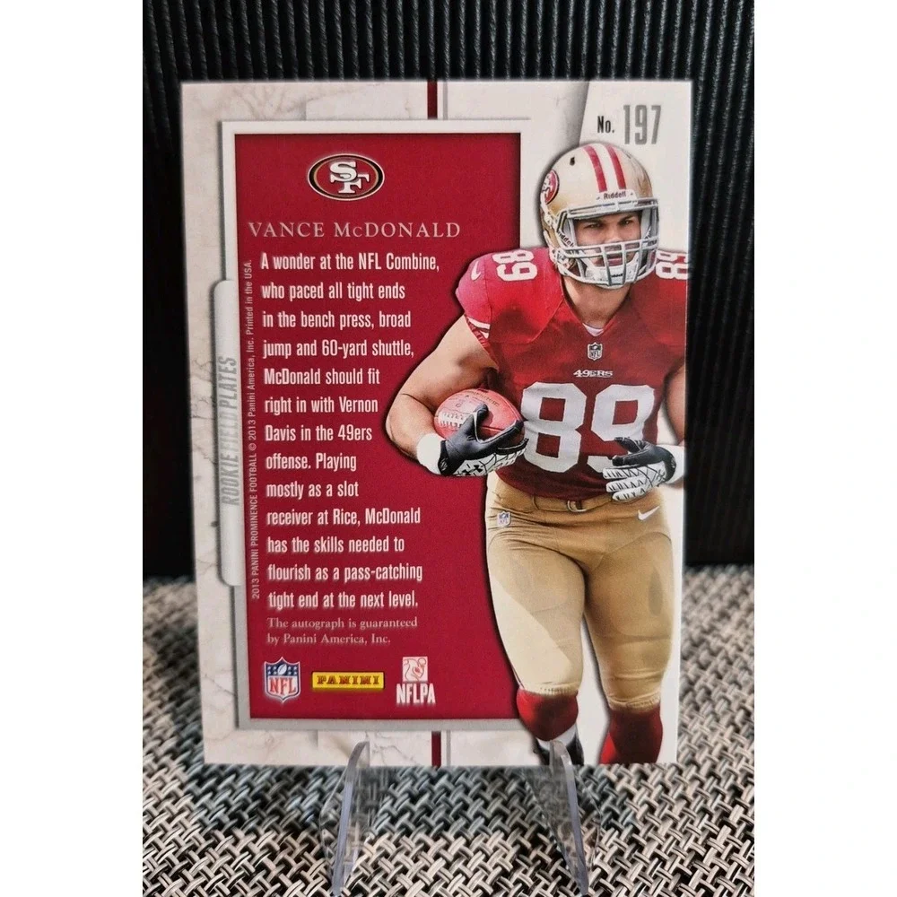 2013 Panini Prominence Vance McDonald #197 Field Plates Signatures /225 (AU)(RC)